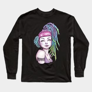 Watercolor rasta girl Long Sleeve T-Shirt